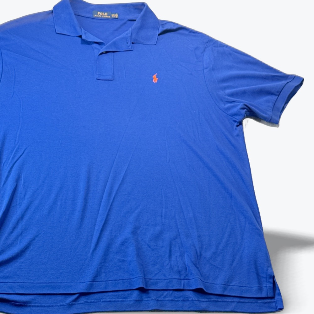 Polo Ralph Lauren Short Sleeve Polo Shirt Big & Tall 2XB Royal Blue Orange Pony